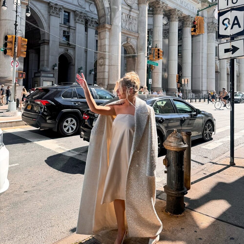 NWt ALICE + OLIVIA Sequin WHITE COAT S wedding